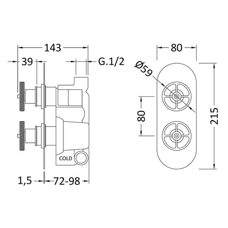 Hudson Reed Industrial Valves Twin Valve (2 styles, Chrome) - Brandnew Bathroom
