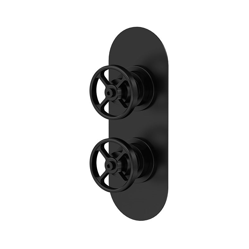 Hudson Reed Industrial Valves Twin Valve (2 styles, Matt Black) - Brandnew Bathroom