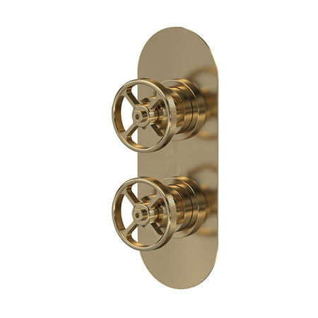 Hudson Reed Industrial Valves Twin Valve (2 styles, Brushed Brass) - Brandnew Bathroom