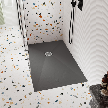 Nuie Rectangular Slimline Shower Tray (8 sizes, Grey) - Brand New Bathrooms