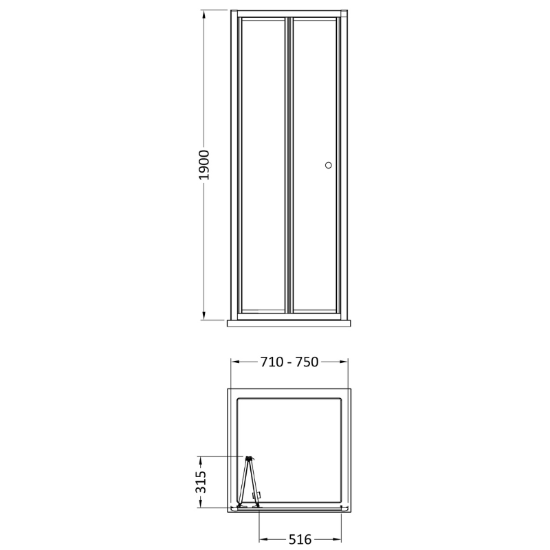 Nuie Rene Bi-Fold Shower Door (7 sizes, 3 colours) - Brand New Bathrooms