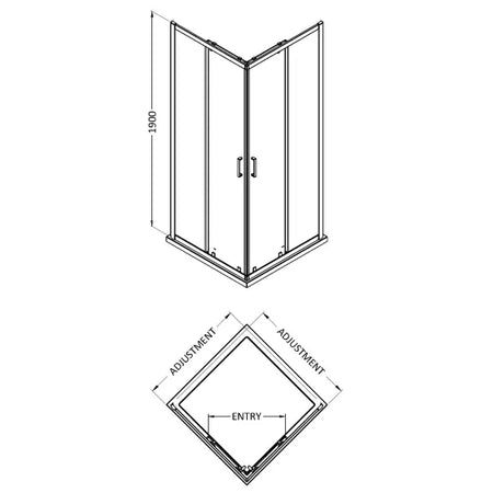 Nuie Rene Corner Entry (2 sizes, Chrome) - Brandnew Bathroom