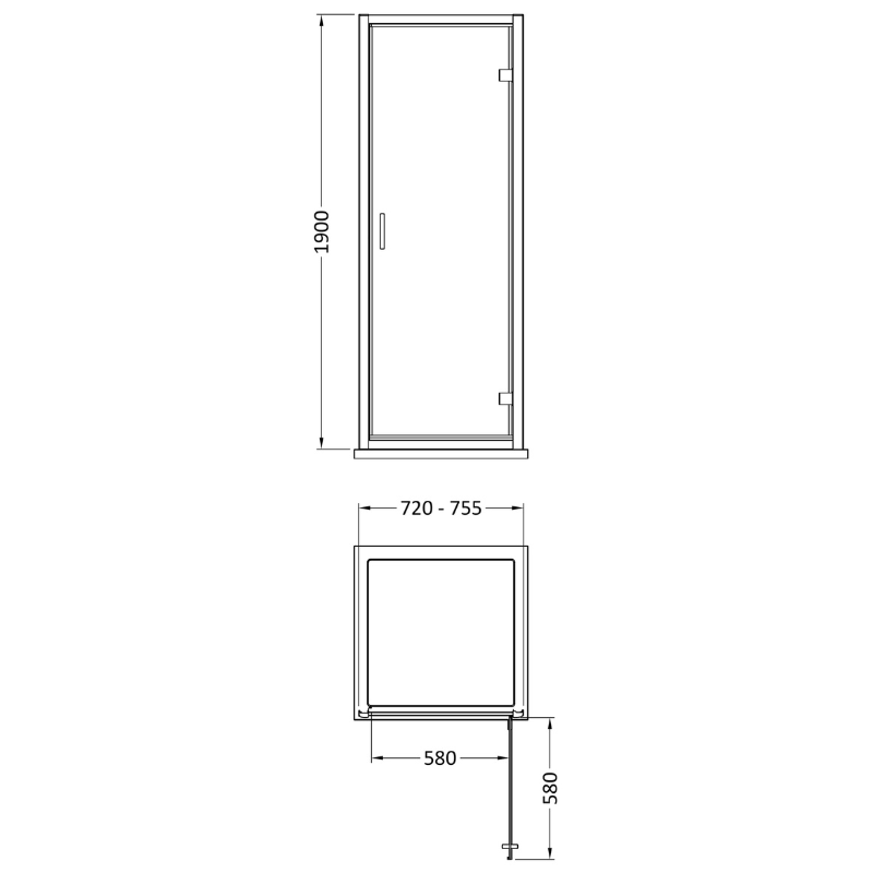 Nuie Rene Hinged Shower Door (4 sizes, 3 colours) - Brand New Bathrooms