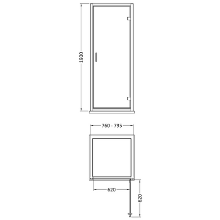 Nuie Rene Hinged Shower Door (4 sizes, 3 colours) - Brand New Bathrooms