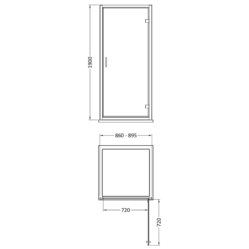 Nuie Rene Hinged Shower Door (4 sizes, 3 colours) - Brand New Bathrooms