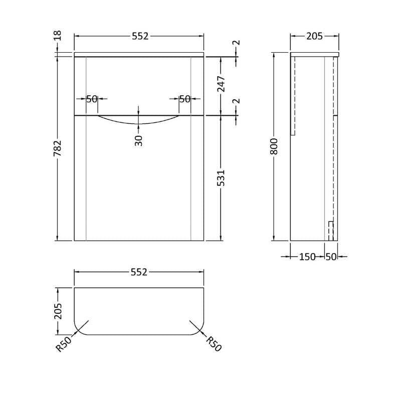 Nuie Lunar Floor Standing Concealed Cistern WC Toilet Unit (1 size, 5 colours) - Brand New Bathrooms