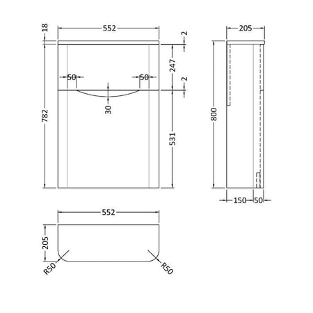 Nuie Lunar Floor Standing Concealed Cistern WC Toilet Unit (1 size, 5 colours) - Brand New Bathrooms