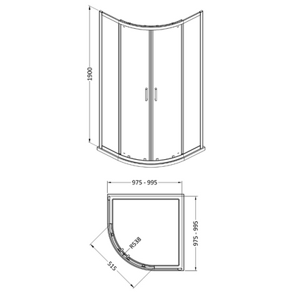 Nuie Rene Quadrant Shower Enclosure (3 sizes, 3 colours) - Brand New Bathrooms