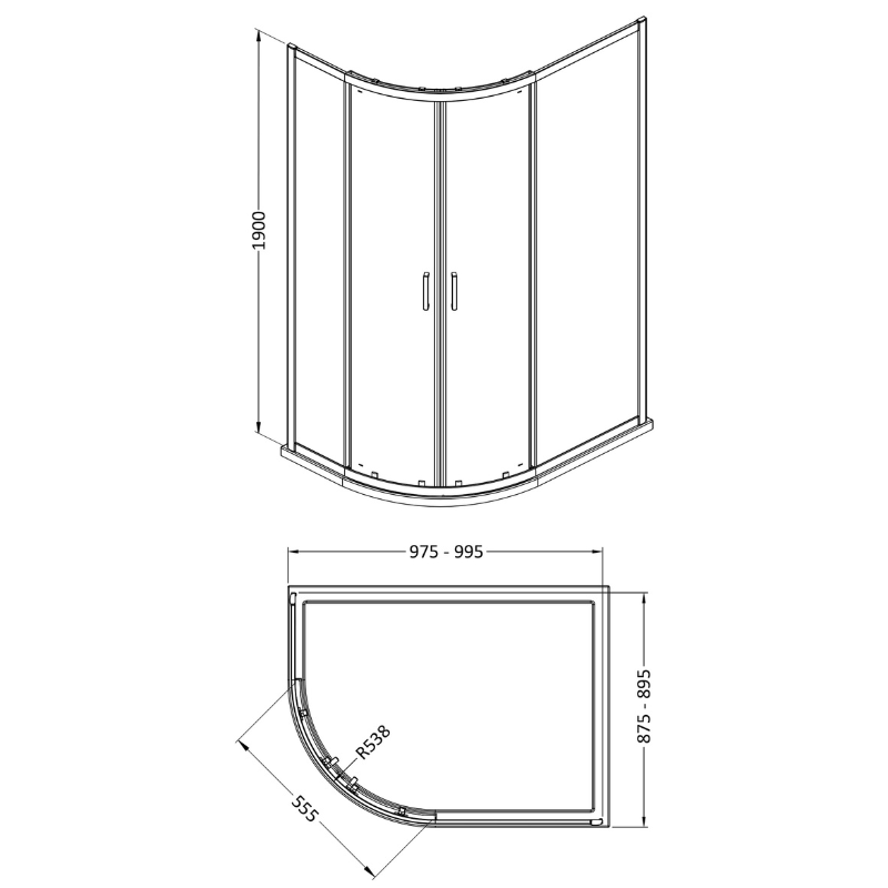 Nuie Rene Offset Quadrant Shower Enclosure (3 sizes, 3 colours) - Brand New Bathrooms