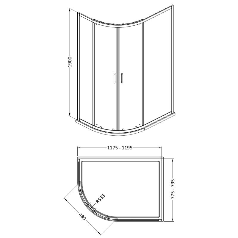 Nuie Rene Offset Quadrant Shower Enclosure (3 sizes, 3 colours) - Brand New Bathrooms