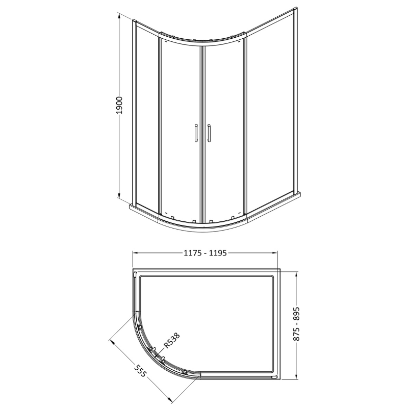 Nuie Rene Offset Quadrant Shower Enclosure (3 sizes, 3 colours) - Brand New Bathrooms