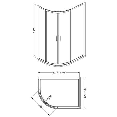 Nuie Rene Offset Quadrant Shower Enclosure (3 sizes, 3 colours) - Brand New Bathrooms