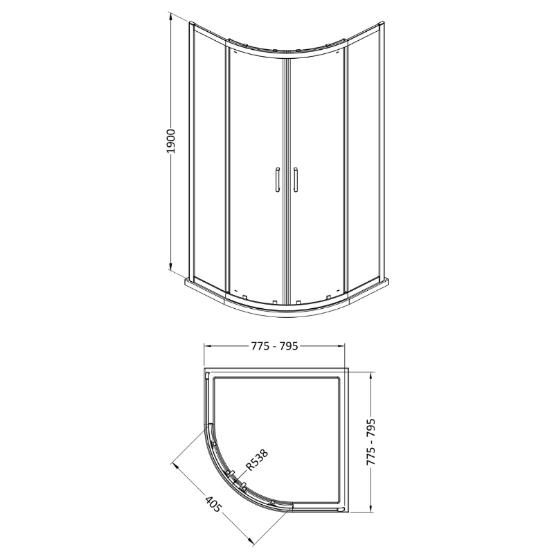 Nuie Rene Quadrant Shower Enclosure (3 sizes, 3 colours) - Brand New Bathrooms