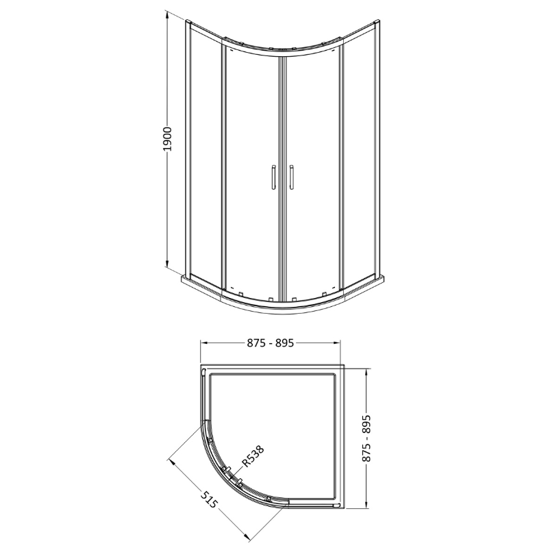 Nuie Rene Quadrant Shower Enclosure (3 sizes, 3 colours) - Brand New Bathrooms