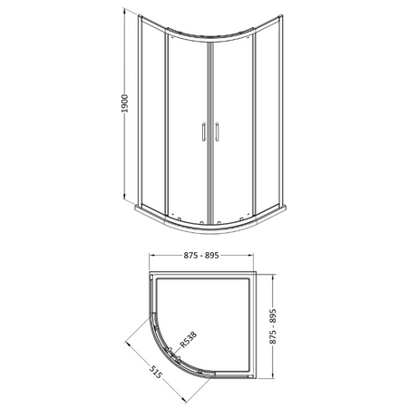 Nuie Rene Quadrant Shower Enclosure (3 sizes, 3 colours) - Brand New Bathrooms
