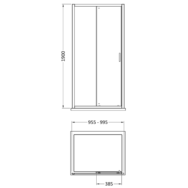 Nuie Rene Sliding Shower Door (7 sizes, 3 colours) - Brand New Bathrooms