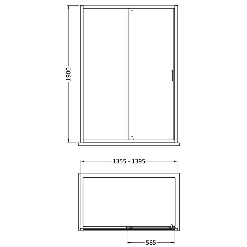 Nuie Rene Sliding Shower Door (7 sizes, 3 colours) - Brand New Bathrooms