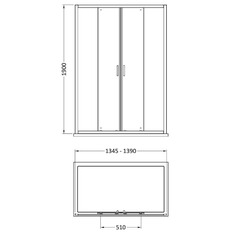 Nuie Rene Double Sliding Shower Door (2 sizes, Chrome) - Brand New Bathrooms