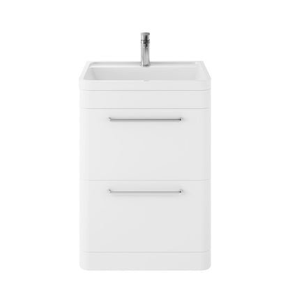 Hudson Reed Solar Floor Standing Double Drawer 600mm Vanity Unit with Polymarble Basin (1 size, 4 colours) - Brand New Bathrooms