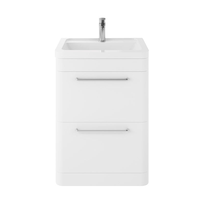Hudson Reed Solar Floor Standing Double Drawer 600mm Vanity Unit with Ceramic Basin (1 size, 3 colours) - Brand New Bathrooms