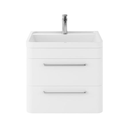 Hudson Reed Solar Wall Hung Double Drawer 600mm Vanity Unit with Polymarble Basin (1 size, 4 colours) - Brand New Bathrooms