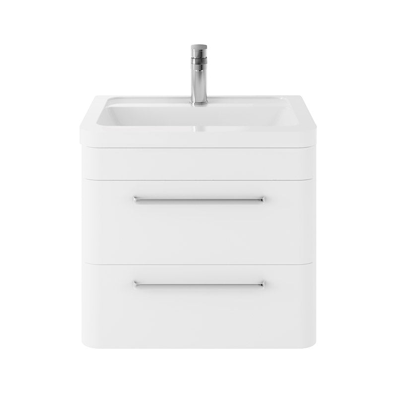 Hudson Reed Solar Wall Hung Double Drawer 600mm Vanity Unit with Ceramic Basin (1 size, 4 colours) - Brand New Bathrooms
