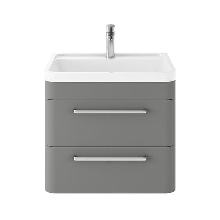 Hudson Reed Solar Wall Hung Double Drawer 600mm Vanity Unit with Polymarble Basin (1 size, 4 colours) - Brand New Bathrooms