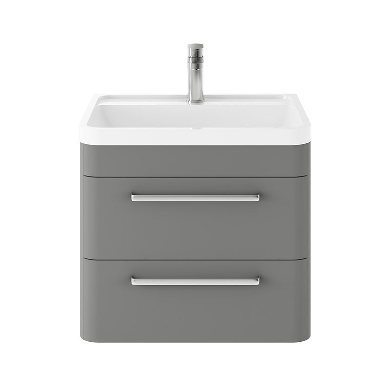 Hudson Reed Solar Wall Hung Double Drawer 600mm Vanity Unit with Polymarble Basin (1 size, 4 colours) - Brand New Bathrooms