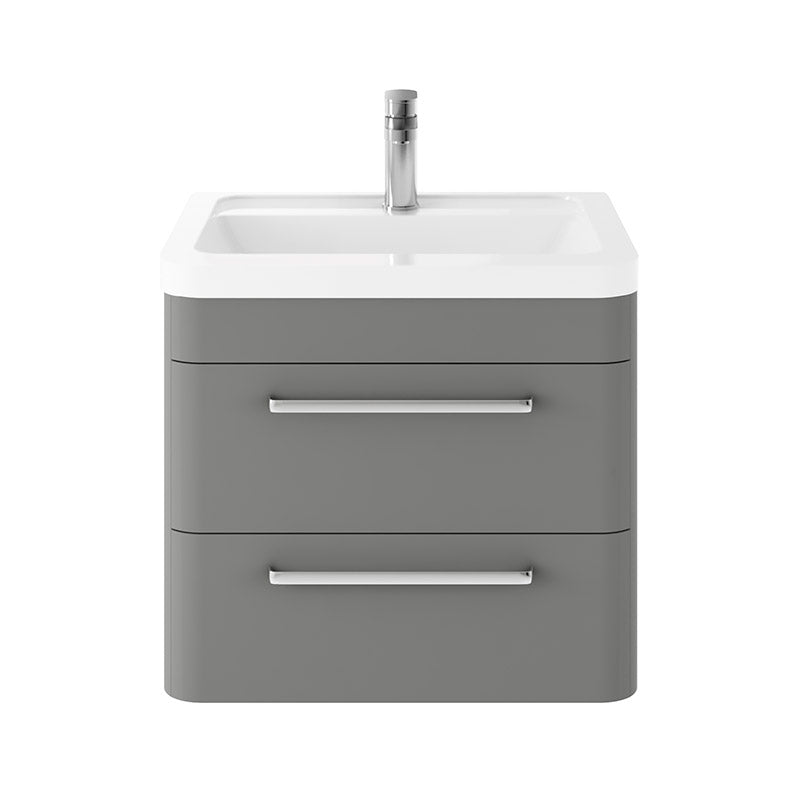 Hudson Reed Solar Wall Hung Double Drawer 600mm Vanity Unit with Ceramic Basin (1 size, 4 colours) - Brand New Bathrooms