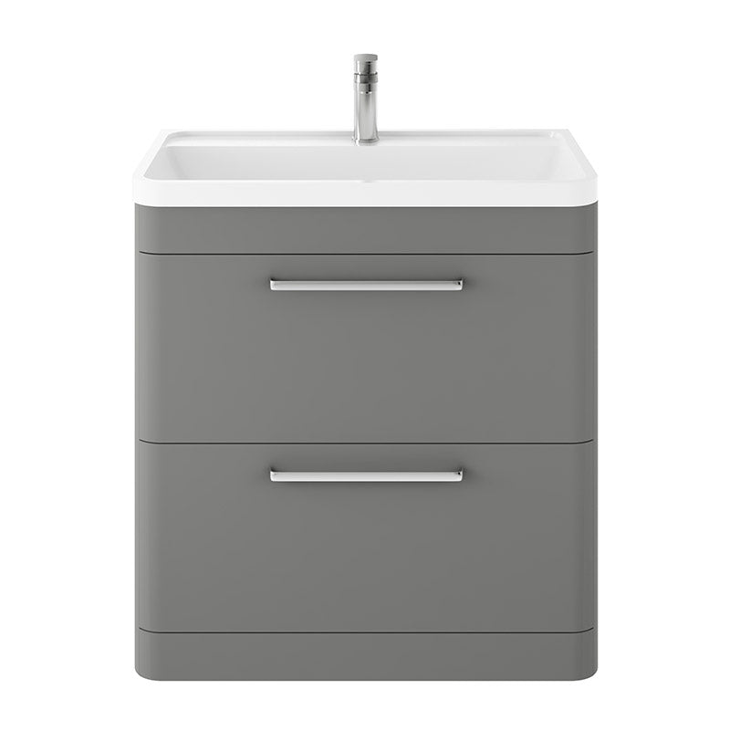 Hudson Reed Solar Floor Standing Double Drawer 800mm Vanity Unit with Polymarble Basin (1 size, 4 colours) - Brand New Bathrooms