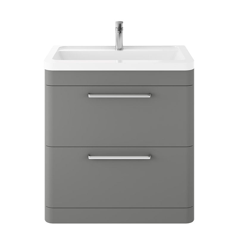 Hudson Reed Solar Floor Standing Double Drawer 800mm Vanity Unit with Ceramic Basin (1 size, 4 colours) - Brand New Bathrooms