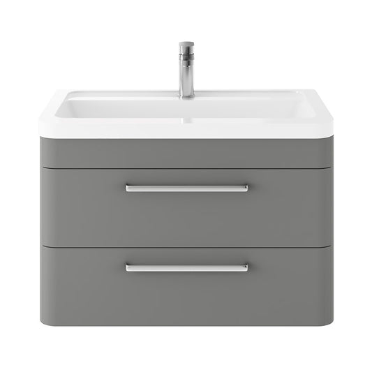 Hudson Reed Solar Wall Hung Double Drawer 800mm Vanity Unit with Ceramic Basin (1 size, 4 colours) - Brand New Bathrooms