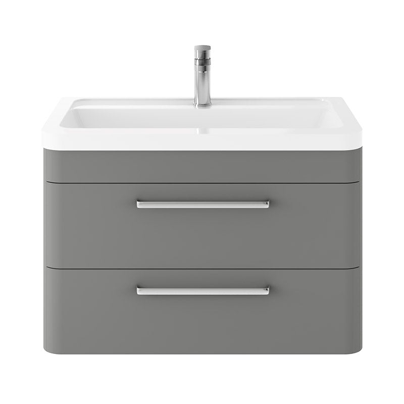Hudson Reed Solar Wall Hung Double Drawer 800mm Vanity Unit with Ceramic Basin (1 size, 4 colours) - Brand New Bathrooms