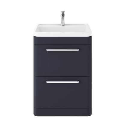 Hudson Reed Solar Floor Standing Double Drawer 600mm Vanity Unit with Polymarble Basin (1 size, 4 colours) - Brand New Bathrooms