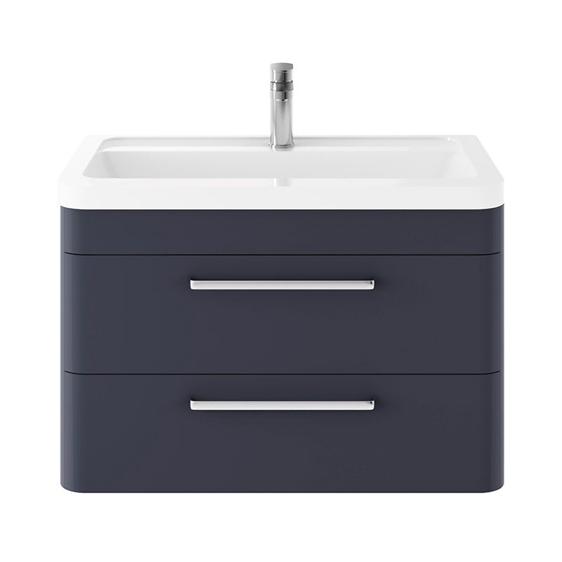 Hudson Reed Solar Wall Hung Double Drawer 800mm Vanity Unit with Ceramic Basin (1 size, 4 colours) - Brand New Bathrooms