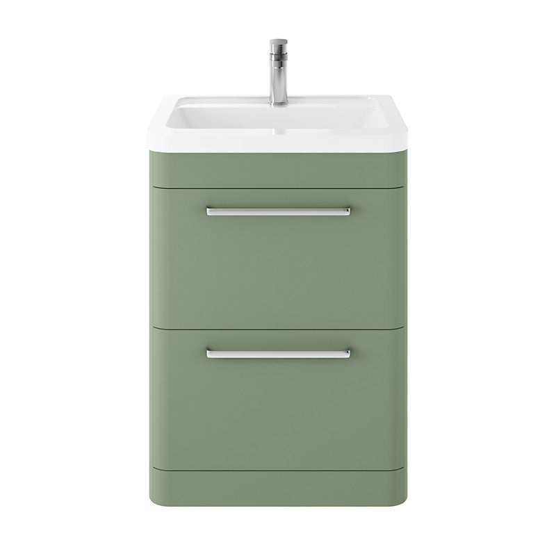 Hudson Reed Solar Floor Standing Double Drawer 600mm Vanity Unit with Ceramic Basin (1 size, 3 colours) - Brand New Bathrooms