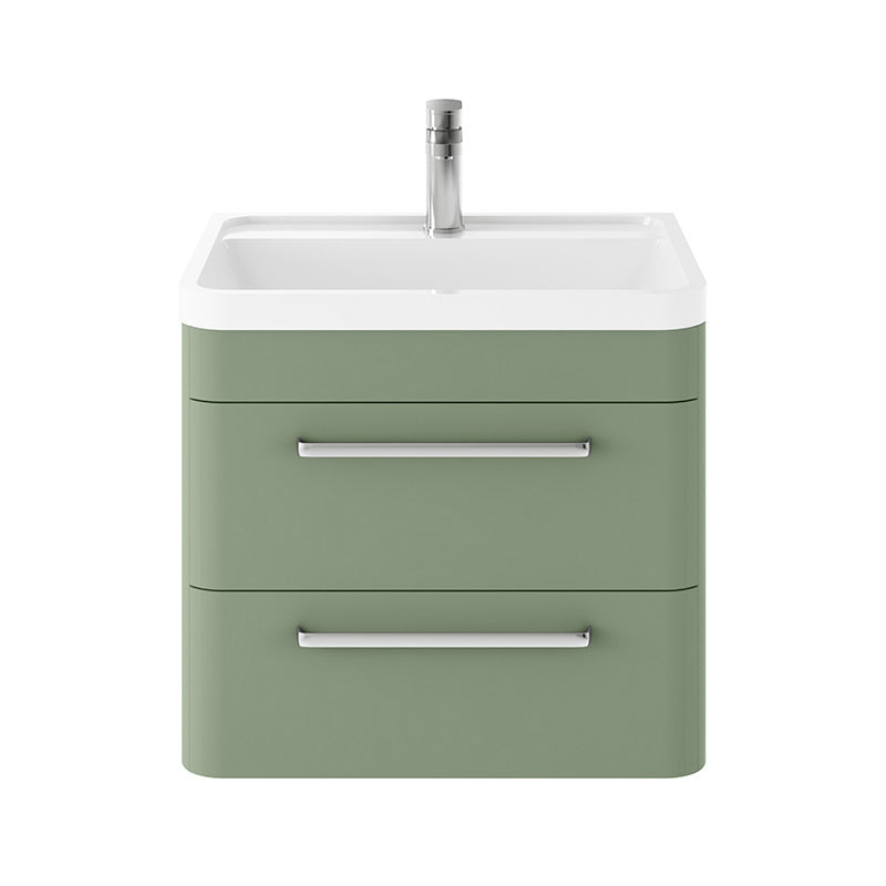 Hudson Reed Solar Wall Hung Double Drawer 600mm Vanity Unit with Polymarble Basin (1 size, 4 colours) - Brand New Bathrooms