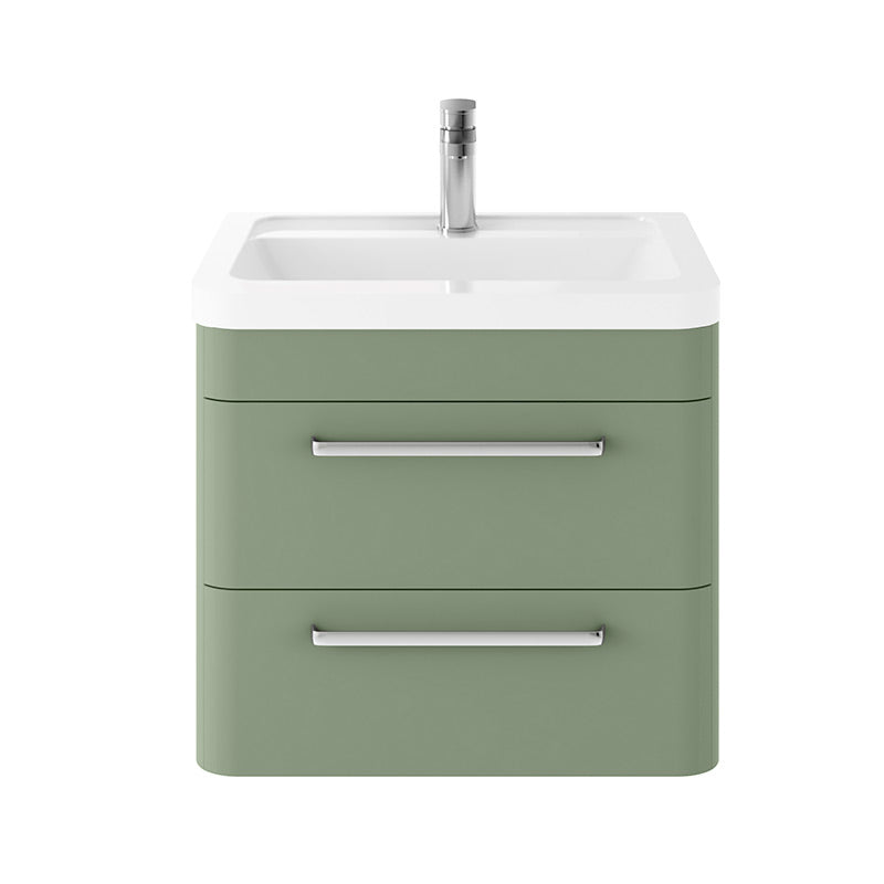 Hudson Reed Solar Wall Hung Double Drawer 600mm Vanity Unit with Ceramic Basin (1 size, 4 colours) - Brand New Bathrooms