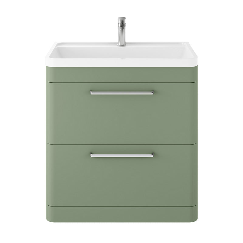Hudson Reed Solar Floor Standing Double Drawer 800mm Vanity Unit with Polymarble Basin (1 size, 4 colours) - Brand New Bathrooms