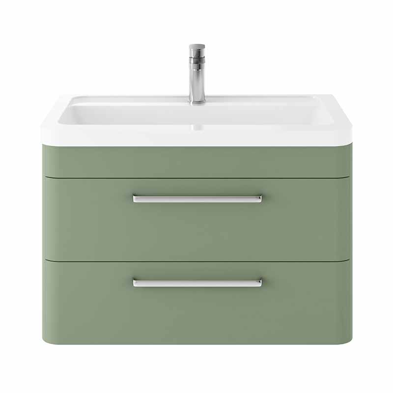Hudson Reed Solar Wall Hung Double Drawer 800mm Vanity Unit with Ceramic Basin (1 size, 4 colours) - Brand New Bathrooms