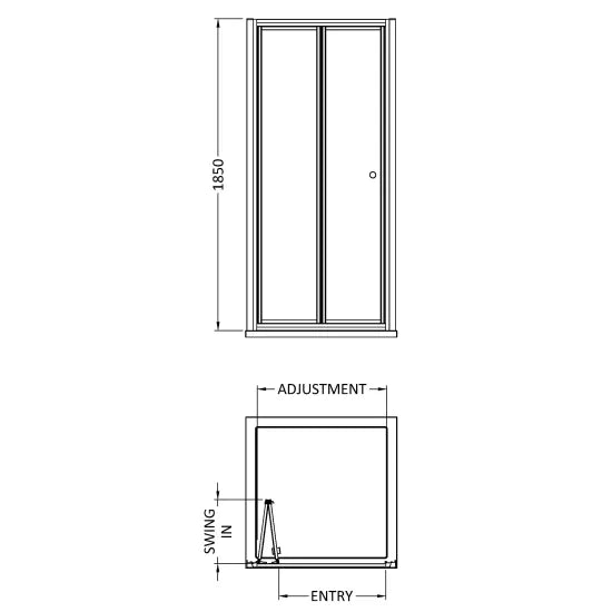 Nuie Ella Bi-Folding Shower Door (3 sizes, Chrome) - Brandnew Bathroom