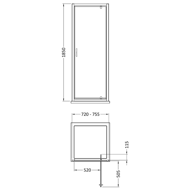 Nuie Ella Pivot Shower Door (4 sizes, Chrome) - Brand New Bathrooms