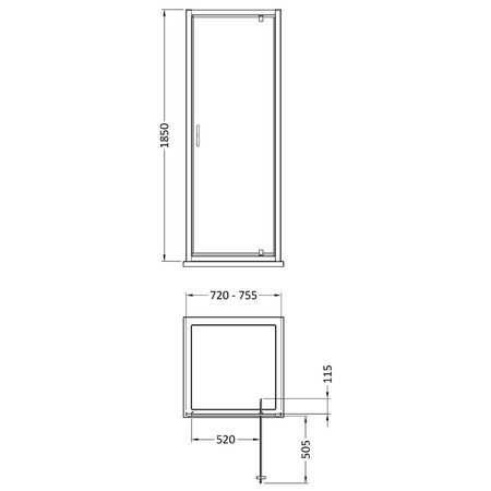 Nuie Ella Pivot Shower Door (4 sizes, Chrome) - Brand New Bathrooms