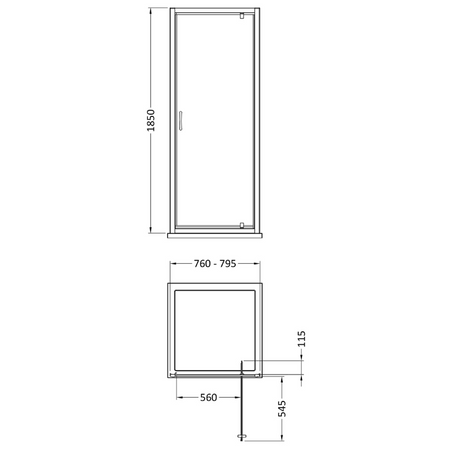 Nuie Ella Pivot Shower Door (4 sizes, Chrome) - Brand New Bathrooms