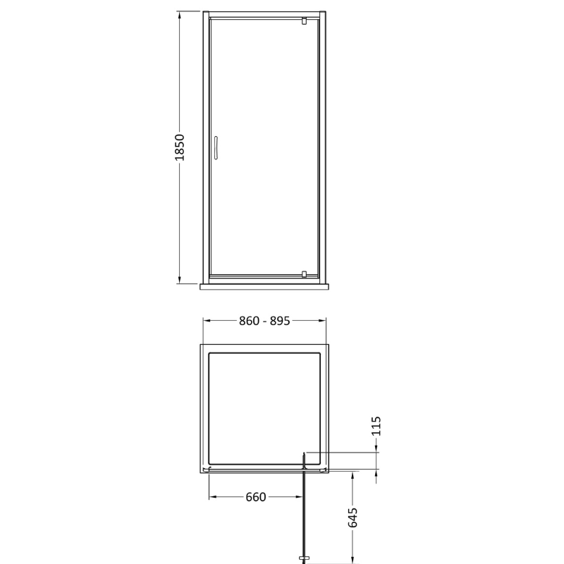 Nuie Ella Pivot Shower Door (4 sizes, Chrome) - Brand New Bathrooms