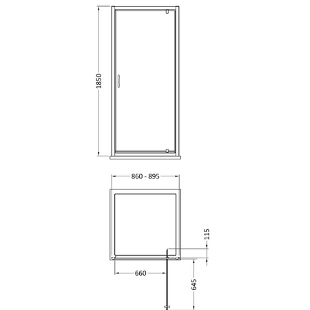 Nuie Ella Pivot Shower Door (4 sizes, Chrome) - Brand New Bathrooms