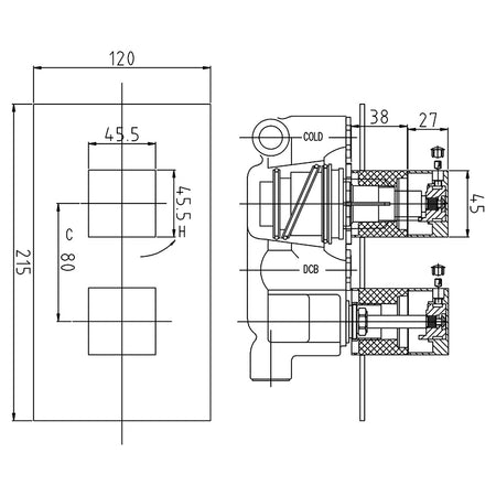 Hudson Reed Lennox Twin Thermostatic Shower Valve (2 styles, Chrome) - Brandnew Bathroom