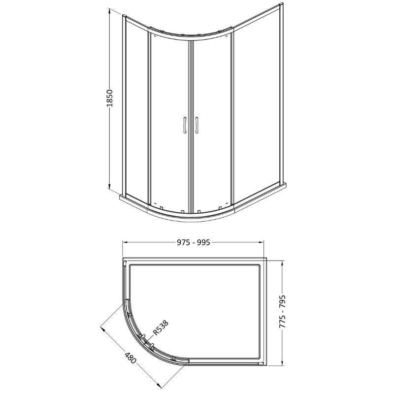 Nuie Ella Offset Quadrant Shower Enclosure (3 sizes, Chrome) - Brand New Bathrooms