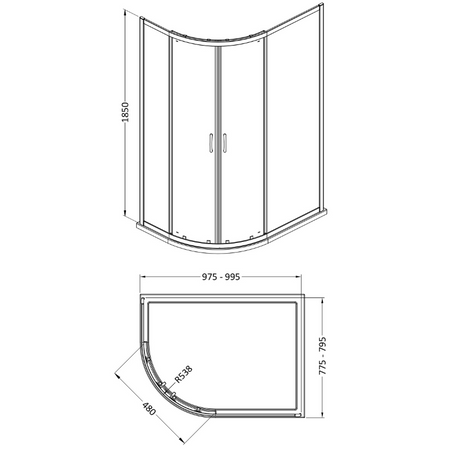 Nuie Ella Offset Quadrant Shower Enclosure (3 sizes, Chrome) - Brand New Bathrooms