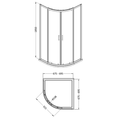 Nuie Ella Quadrant Shower Enclosure (3 sizes, Chrome) - Brand New Bathrooms